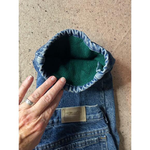 LL Bean Fleece Lined Jeans 90s Vintage Tapered Fit 33x32 Winter Denim - Picture 5 of 7